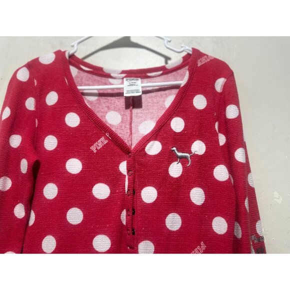 Victoria Secret Y2K 00s Polka Dot One Piece Pajama Medium Thermal Bling Sequins - Picture 13 of 16